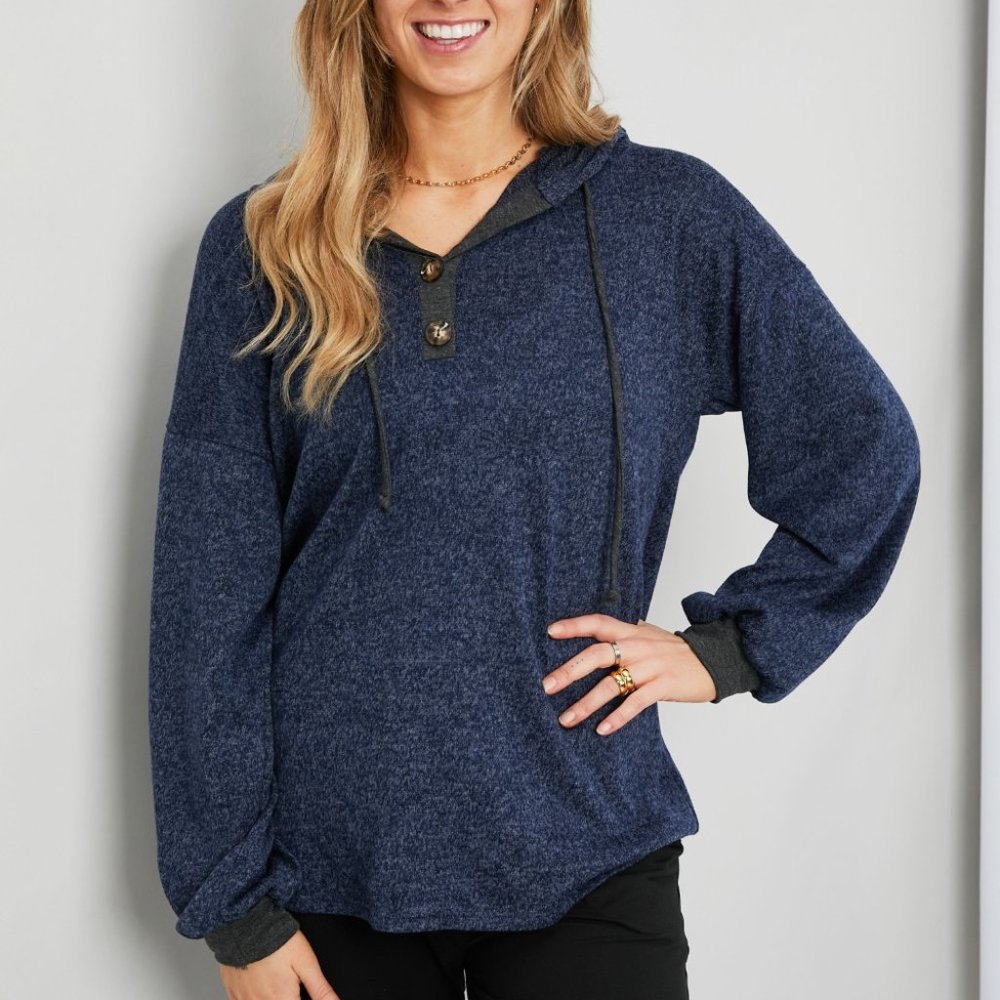 Heimish Full Size Heathered Drawstring Hoodie